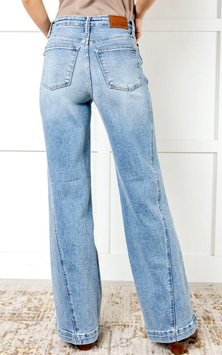 Judy Blue Side Seam Detail Wide Leg Jeans