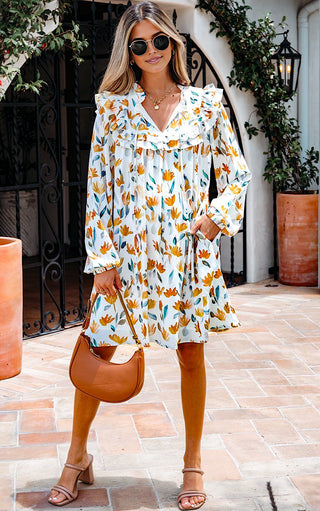 Spiced Petals Autumn Floral Dress