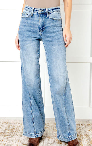 Judy Blue Side Seam Detail Wide Leg Jeans