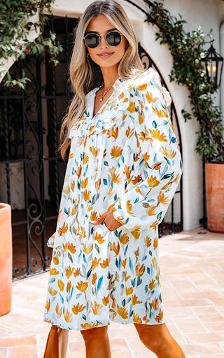 Spiced Petals Autumn Floral Dress
