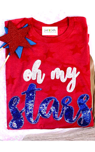 Oh My Stars Sequin Patriotic Tee, SM-2X