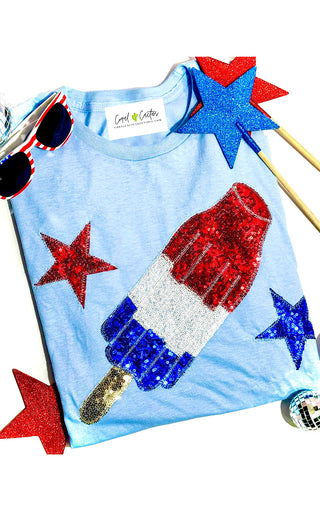 Rocket Pop Sequin Patriotic Tee, SM-2X