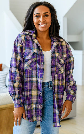 Campfire Comfort Bleach Flannel Shacket, THREE COLORS!