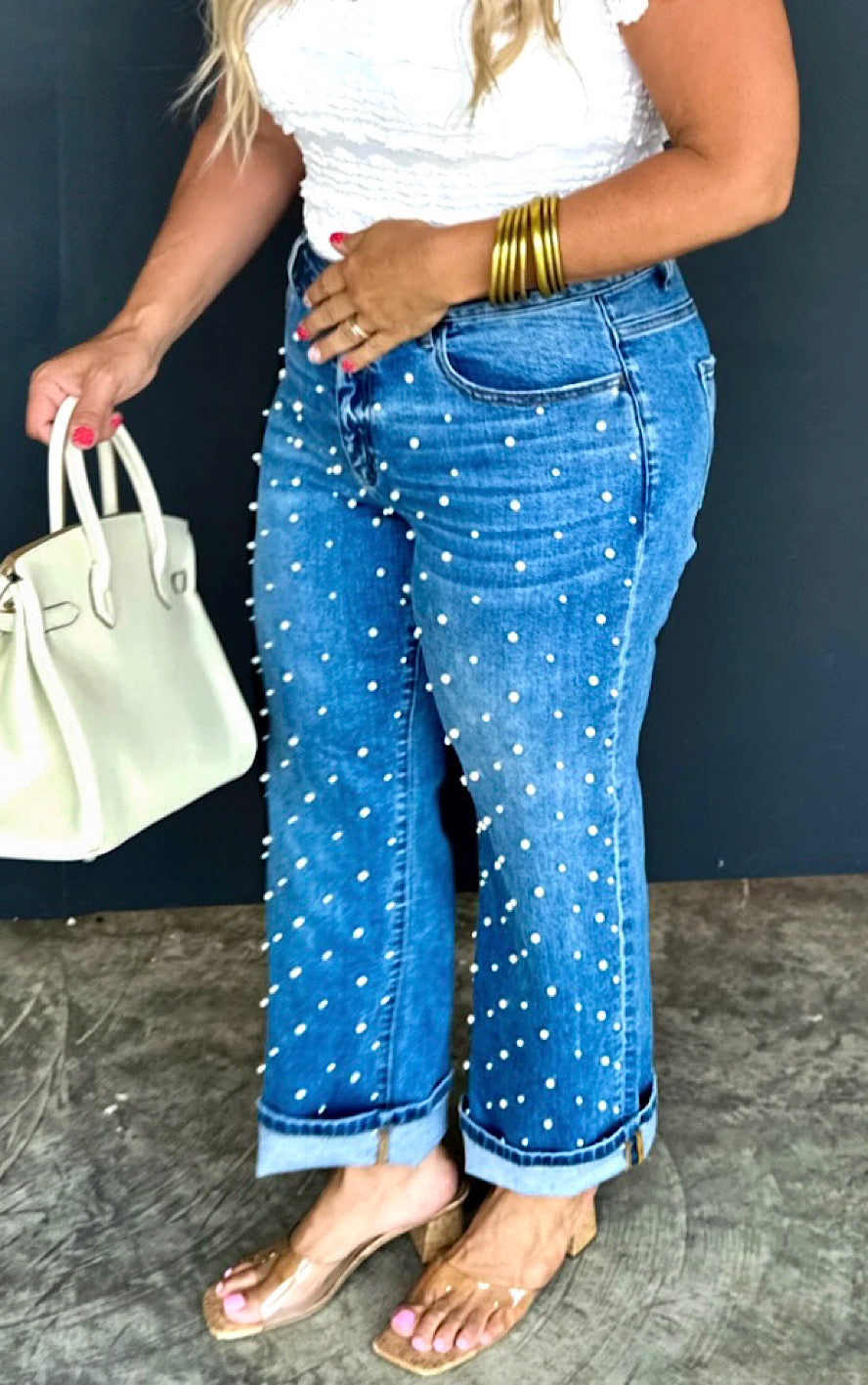Denim And Pearls Cropped Jeans by Blakeley – The Coral Cactus Boutique