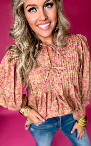 Golden Hour Blooms Autumn Floral Top