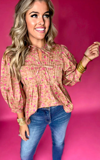 Golden Hour Blooms Autumn Floral Top