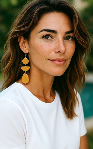 Fun In The Sun Caramel Wooden Earrings