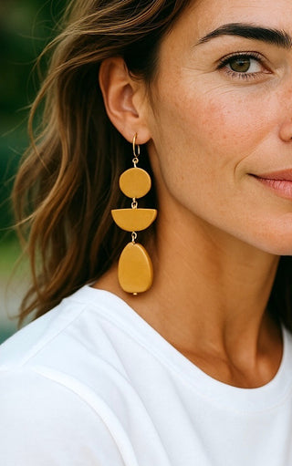 Fun In The Sun Caramel Wooden Earrings