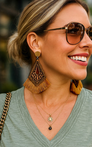 Light As A Feather Brown Wooden Earrings