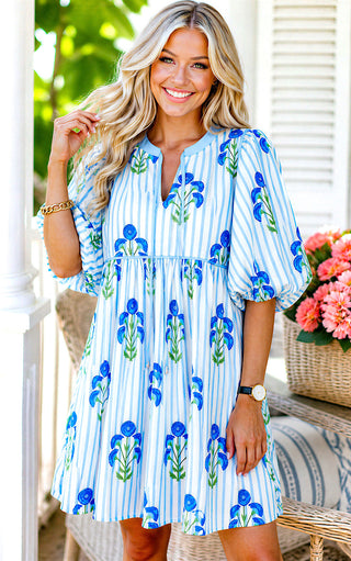 Blooming By The Bay Blue Floral Dress, SHIPS 5/24