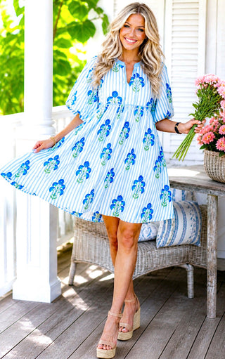 Blooming By The Bay Blue Floral Dress, SHIPS 5/24