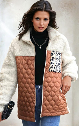 Wild Cozy Layers Leopard Color Block Jacket