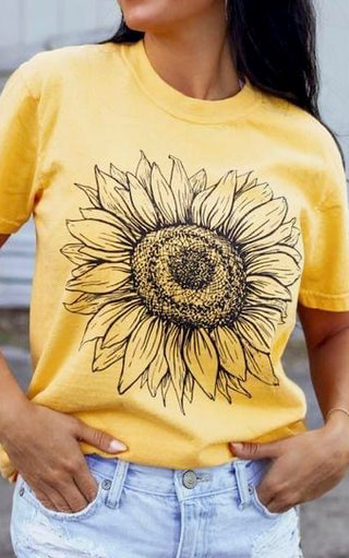 Flower Power Citrus Yellow Comfort Colors Tee, SM-2X