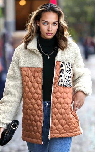 Wild Cozy Layers Leopard Color Block Jacket
