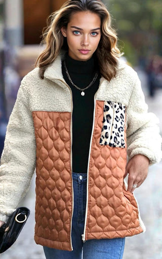 Wild Cozy Layers Leopard Color Block Jacket