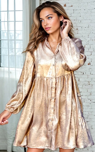 Metallic Muse Shimmery Dress, THREE COLORS!