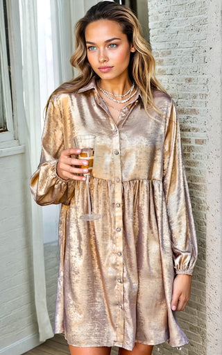 Metallic Muse Shimmery Dress, THREE COLORS!
