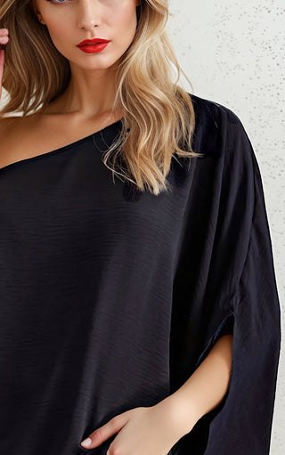 Celebrate Good Times Black One Shoulder Top