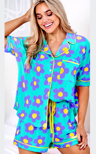 Self Care Era Floral Pajamas Lounge Set, FOUR COLORS!