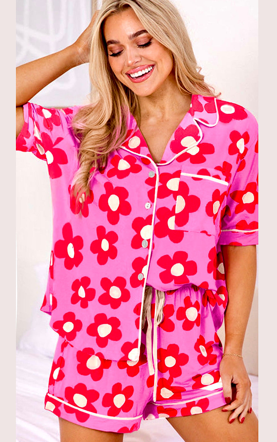 Self Care Era Floral Pajamas Lounge Set, FOUR COLORS!