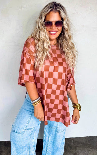 Winning Streak Pink And Rust Top
