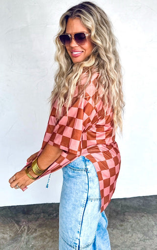 Winning Streak Pink And Rust Top