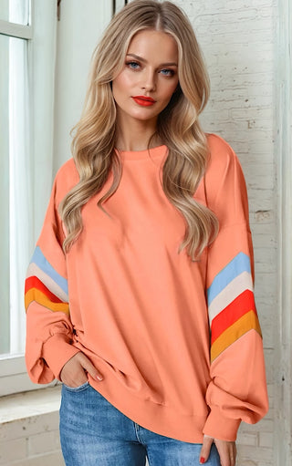 Simple Sophistication Striped Sleeve Sweatshirt