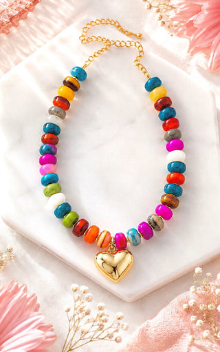 Colorful Heart Beaded Necklace