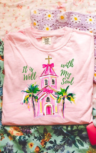 Seaside Sanctuary Pink Tee, SM-3X