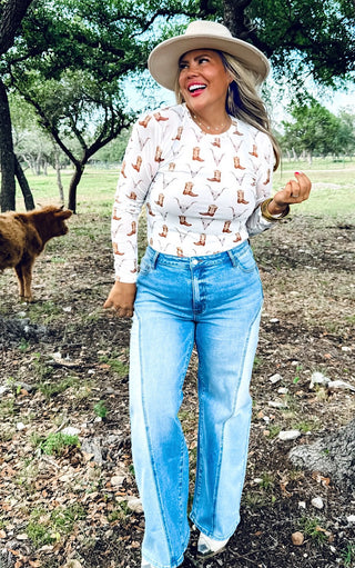Boots & Beauty White Western Mesh Top