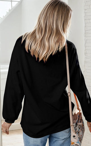 Game Day Luxe Black Corded Sweatshirt