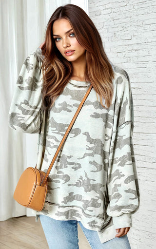 Hide And Chic Camouflage Knit Top