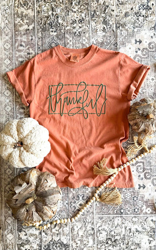 Thankful Script Puff Print Tee, THREE COLORS!