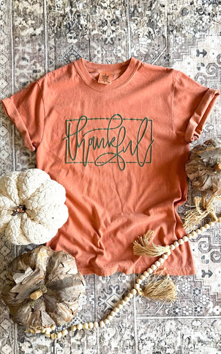 Thankful Script Puff Print Tee, THREE COLORS!
