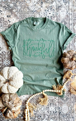 Thankful Script Puff Print Tee, THREE COLORS!