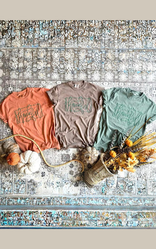 Thankful Script Puff Print Tee, THREE COLORS!