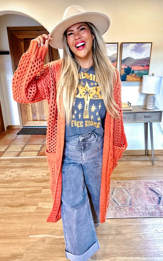 Harvest Haven Apricot Chunky Knit Cardigan