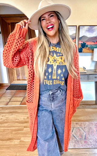 Harvest Haven Apricot Chunky Knit Cardigan