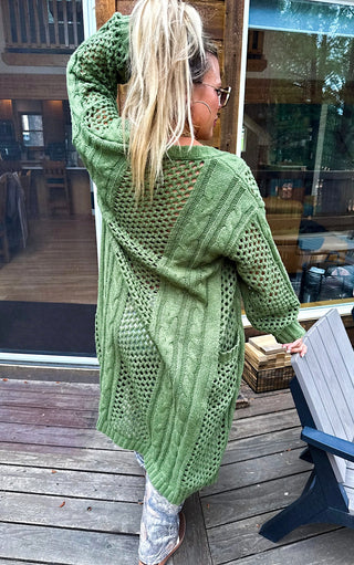 Harvest Haven Olive Green Chunky Knit Cardigan