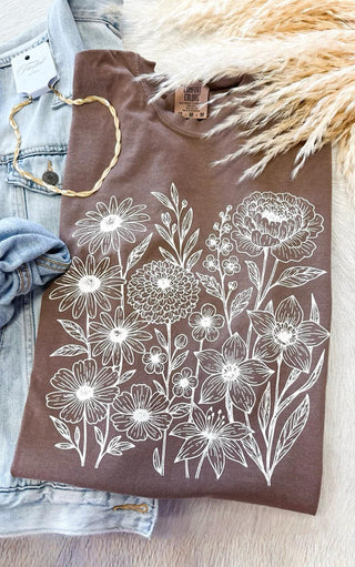 Southern Wildflowers Brown Comfort Colors Tee