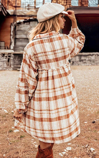 Hayride Honey Caramel Plaid Dress