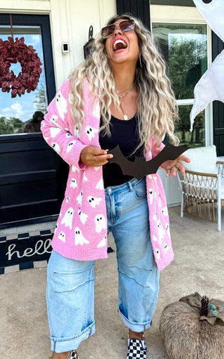Boo-tiful Pink Ghost Cardigan