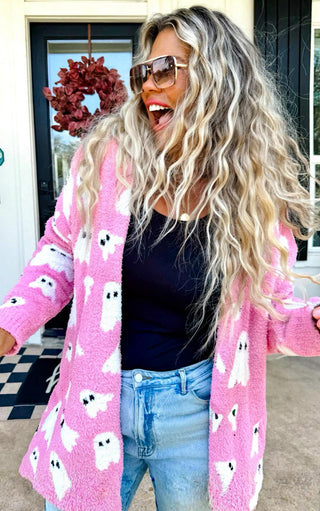 Boo-tiful Pink Ghost Cardigan