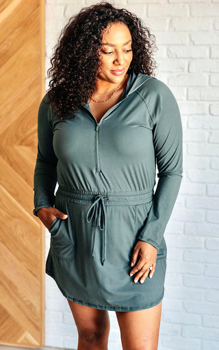 Weekend Warrior Athletic Romper Dress in Ash Green, SM-3X