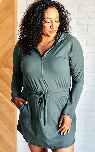 Weekend Warrior Athletic Romper Dress in Ash Green, SM-3X