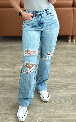 Straight Up Style Distressed Jeans by Judy Blue, SIZES 0-24W