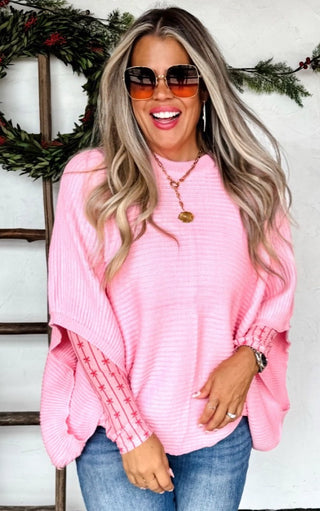 Cozy Embrace Pink Poncho Sweater