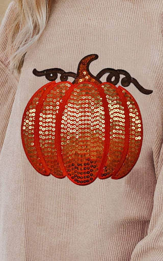 Sassy Sequin Pumpkin Corded Sweatshirt, SM-3X, TWO COLORS!