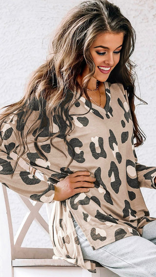 Neutral Allure Leopard Print Top