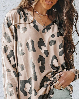 Neutral Allure Leopard Print Top